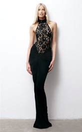 Janice Halterneck Lace Floral Maxi Dress